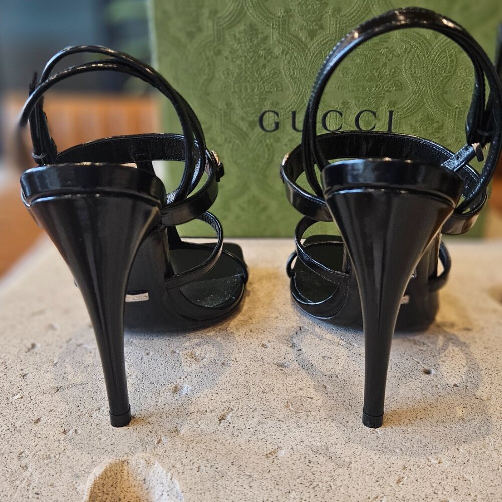 Gucci Regent Strap Detailed Sandal 771563 CLG00 - 1000 Black Leather Size 36+ - Picture 7 of 11